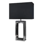 Lampe à poser céramique chromée abat-jour rectangulaire noir 60 cm